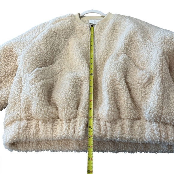 LUSH Women's Faux Shearling Bomber Jacket Cream Small - Picture 10 of 10